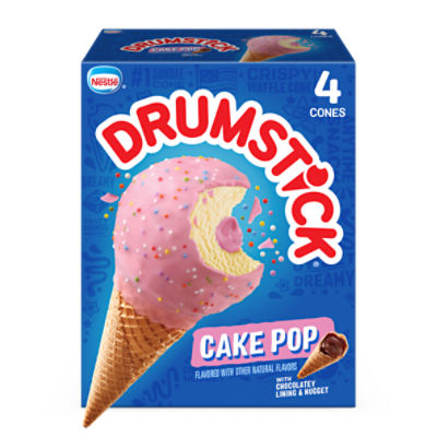 Nestle Drumstick Cake Pop Frozen Dairy Dessert Cones, 4 count, 18.4 fl oz