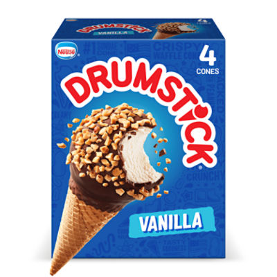 Nestlé Drumstick Vanilla Frozen Dairy Dessert Cones, 4 count, 18.4 fl oz, 18.4 Fluid ounce