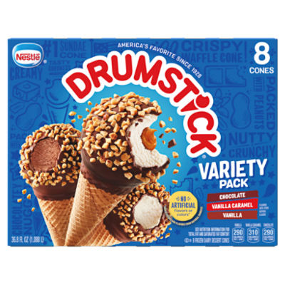 Nestlé Drumstick Frozen Dairy Dessert Cones Variety Pack, 8 count, 36.8 fl oz