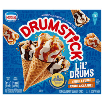 Nestlé Drumstick Lil' Drums Frozen Dairy Dessert Cones, 12 count, 27 fl oz