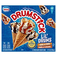Nestlé Drumstick Lil' Drums Frozen Dairy Dessert Cones, 12 count, 27 fl oz