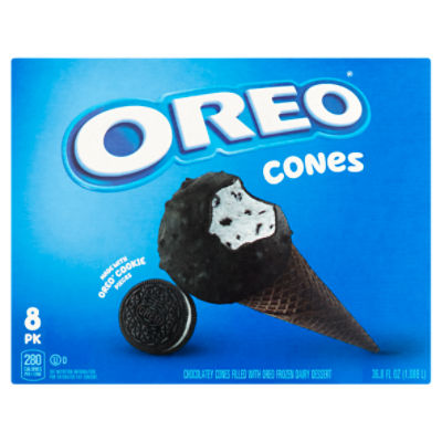 Oreo Chocolatey Cones Filled with Oreo Frozen Dairy Dessert, 8 count, 36.8 fl oz