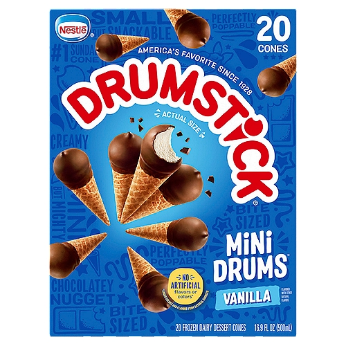 Nestlé Drumstick Mini Drums Vanilla Sundae Cones, 20 count, 16.9 fl oz