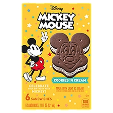 Disney Mickey Mouse Cookies 'n Cream Sandwiches, 6 count, 21 fl oz