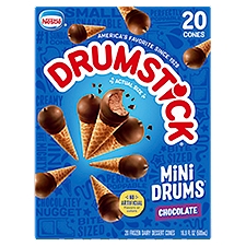 Nestlé Drumstick Mini Drums Chocolate Frozen Dairy Dessert Cones, 20 count, 16.9 fl oz, 20 Each