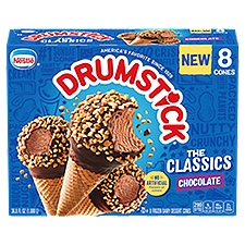 Nestle Drumstick The Classics Chocolate Frozen Dairy Dessert Cones, 8 count, 36.8 fl oz