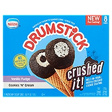 Drumstick Vanilla Fudge and Cookies 'N' Cream, Frozen Dairy Dessert Cones, 36.8 Fluid ounce