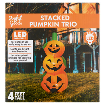 Joyful Goods 4ft White LED Inflatable Stacked Pumpkin Trio