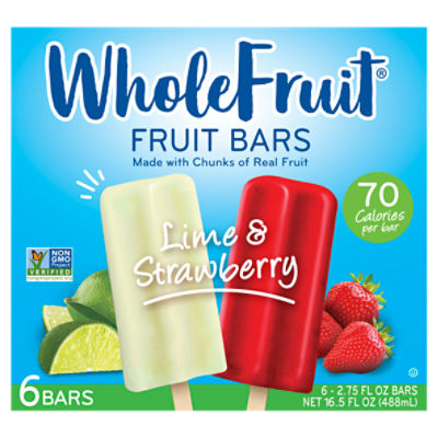 Whole Fruit Lime & Strawberry Fruit Bars, 2.75 fl oz, 6 count