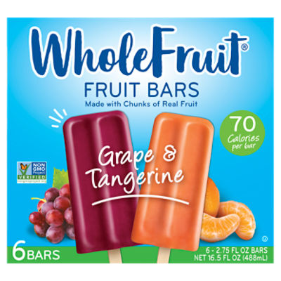 Whole Fruit Grape & Tangerine Fruit Bars, 2.75 fl oz, 6 count