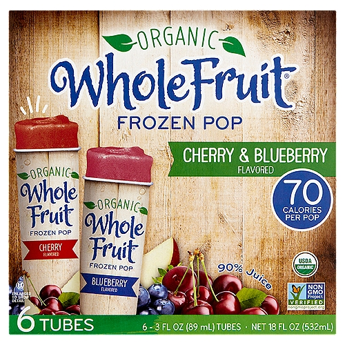 Whole Fruit Organic Cherry & Blueberry Flavored Frozen Pop, 3 fl oz, 6 count