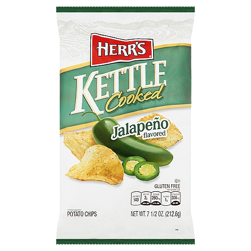 Herr's Kettle Cooked Jalapeño Flavored Potato Chips, 7 1/2 oz