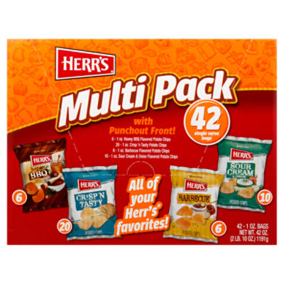 Herr's Potato Chips, Multi Pack, 42 count, 1 oz, 42 Ounce