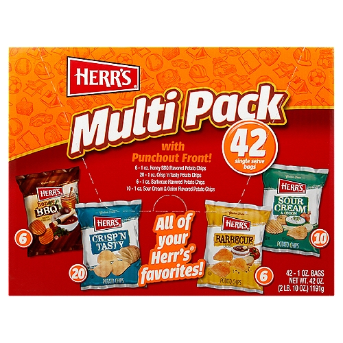Herr's Potato Chips, Multi Pack, 42 count, 1 oz