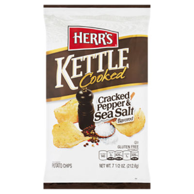 Herr's Kettle Cooked Cracked Pepper & Sea Salt Flavored Potato Chips, 7 1/2 oz ShopRite