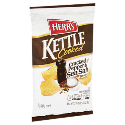 Herr's Kettle Cooked Cracked Pepper & Sea Salt Flavored, Potato Chips