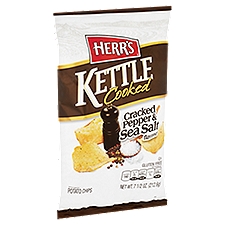 Herr's  Kettle Cooked Cracked Pepper & Sea Salt Flavored, Potato Chips, 7.5 Ounce