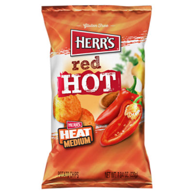 HERR'S Red Hot Potato Chips, 7.75 oz, 7.75 Ounce