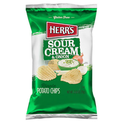 Herr's Sour Cream & Onion Flavored Ripple Potato Chips, 2 1/2 oz
