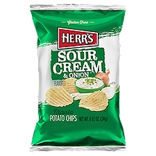 Herr's Sour Cream & Onion Flavored Ripple, Potato Chips, 8.5 Ounce