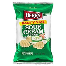 Herr's Sour Cream & Onion Flavored Ripple Potato Chips Party Size, 13 oz, 13 Ounce
