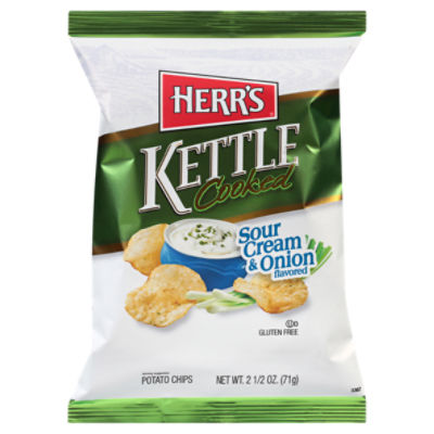 Herr's Kettle Cooked Sour Cream & Onion Flavored Potato Chips, 2 1/2 oz
