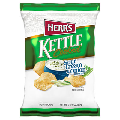 Herr's Kettle Cooked Sour Cream & Onion Flavored Potato Chips, 2 1/8 oz, 2.13 Ounce
