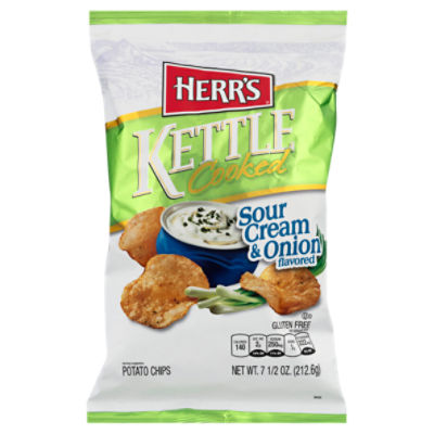Herr's Kettle Cooked Sour Cream & Onion Flavored Potato Chips, 7 1/2 oz