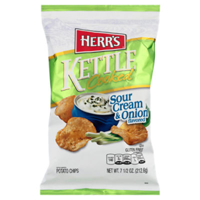 Herr's Kettle Cooked Sour Cream & Onion Flavored, Potato Chips