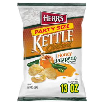 Herr's Kettle Cooked Honey Jalapeño Flavored Potato Chips Party Size, 13 oz, 13 Ounce
