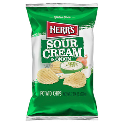HERR'S Sour Cream & Onion Flavored Potato Chips, 7 3/4 oz