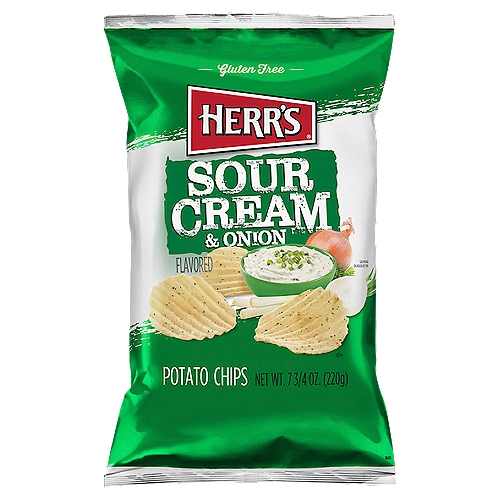 HERR'S Sour Cream & Onion Flavored Potato Chips, 7 3/4 oz