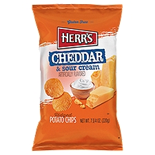 HERR'S Cheddar & Sour Cream Ridged Potato Chips, 7 3/4 oz