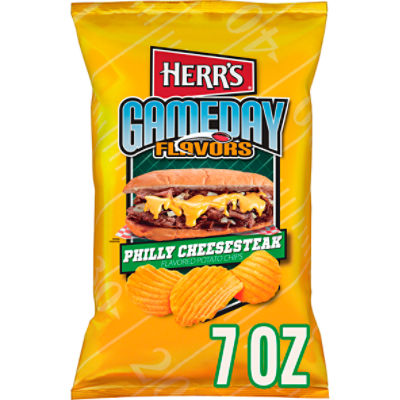 Herr's Gameday Flavors Philly Cheesesteak Flavored Potato Chips, 7 oz, 7 Ounce