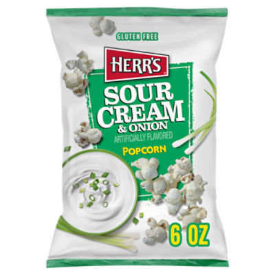 Herr's Sour Cream & Onion Popcorn, 6 oz, 6 Ounce
