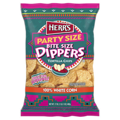 Herr's Bite Size Dippers Tortilla Chips, Party Size, 12 oz