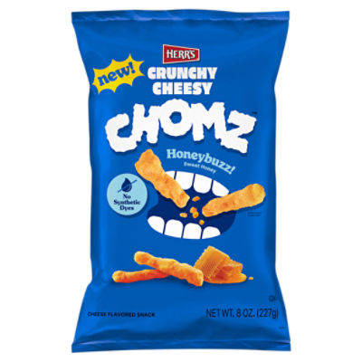 Herr's Chomz Crunchy Cheesy Honeybuzz! Sweet Honey Cheese Flavored Snack, 8 oz