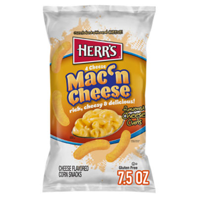 Herr's Mac 'N Cheese Curls Cheese Flavored Corn Snacks, 7 1/2 oz