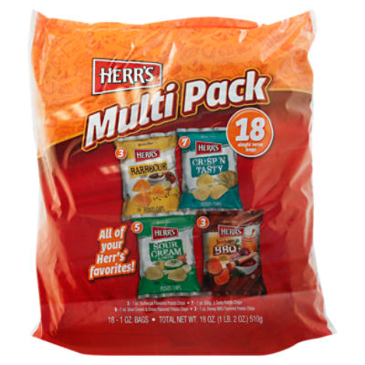 Herr's Potato Chips Multi Pack, 1 oz, 18 count