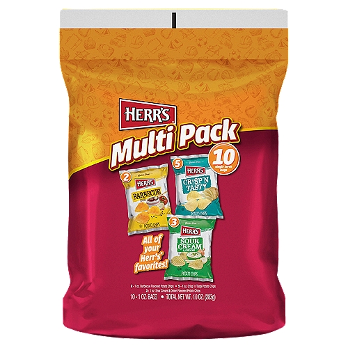 Herr's Potato Chips Multi Pack, 10 count, 1 oz