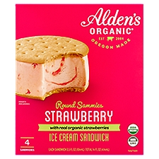 Alden's Organic Round Sammies Strawberry Ice Cream Sandwich, 3.5 fl oz, 4 count