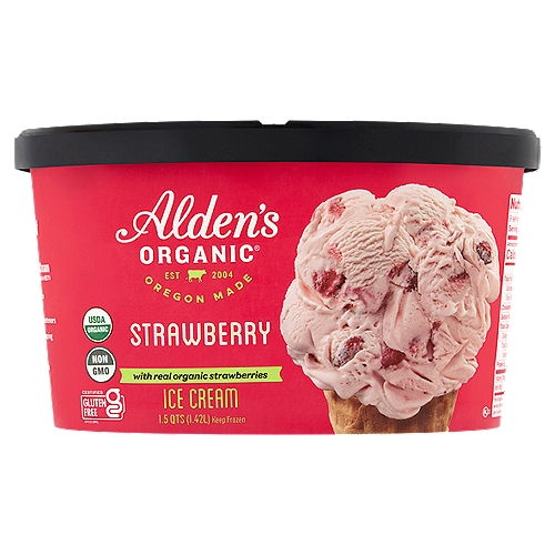 Alden's Organic Strawberry Ice Cream, 1.5 qts