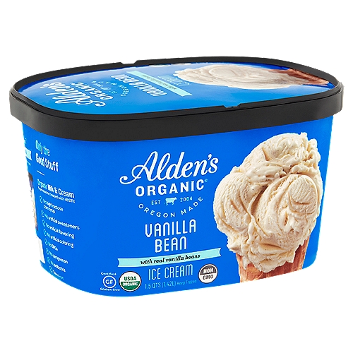 Alden's Organic Vanilla Bean Ice Cream, 1.5 qts
Organic milk & cream from cows not treated with rBST‡
‡The FDA has stated that no significant difference has been shown between milk derived from rBST-treated cows and non-rBST-treated cows.