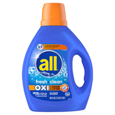 all Liquid Laundry Detergent, Fresh Clean Oxi plus Odor Lifter, 88 fl oz, 49 Loads