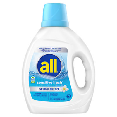 All Sensitive Fresh Liquid Laundry Detergent, Spring Breeze Scent, 73 Ounce, 58 Loads