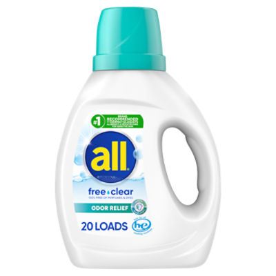 all Liquid Laundry Detergent, Free Clear with Odor Relief, 36 Fluid Ounces, 20 Loads, 36 Fluid ounce
