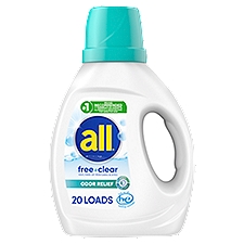 all Liquid Laundry Detergent, Free Clear with Odor Relief, 36 Fluid Ounces, 20 Loads, 36 Fluid ounce