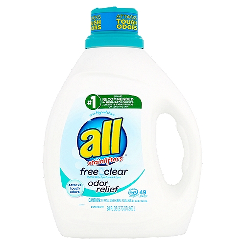 All Free Clear Odor Relief Detergent with Stainlifters, 49 loads, 88 fl oz