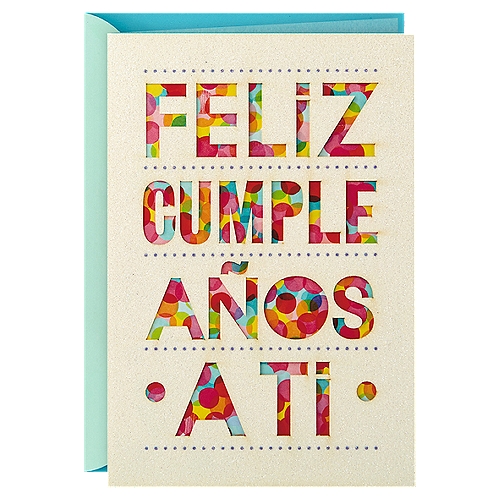 Hallmark Vida Spanish Birthday Card, Tarjeta de Cumpleaños Española (Feliz Cumpleaños)
Wish family and friends a very happy birthday and great year ahead with a thoughtful Spanish birthday card featuring a glittery design and warm message. They're sure to appreciate a thoughtful note and wishes for the year ahead from their significant other, friend, parent, child, sibling, coworker, or any other special person in their life. The perfect gift card or money holder, or accompaniment to a birthday gift. The Hallmark brand is widely recognized as the very best for greeting cards, gift wrap, and more. For more than 100 years, Hallmark has been helping its customers make everyday moments more beautiful and celebrations more joyful.

bilingual birthday cards, birthday cards, for kids, children, adults, hispanic, coworkers, latinx, spanish birthday cards, tarjetas de cumpleaños español, para niñas, para niños, for men, for women, para los hombres, para mujeres