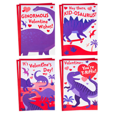 Hallmark Dinosaur Assortment for Kids Valentine's Day Cards with Envelopes, 8 count